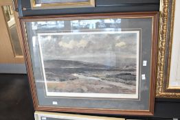 After Joseph Pighills (British 1902 - 1984) Lithograph, depicting a moody upper moorland, signed