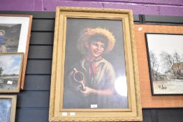 After Tovine (Italian 20th century) colour print 'Country Boy' within a leaf moulded gilt frame,