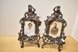 Two 20th-century cast iron Art Nouveau 'Beatrice' picture frames, featuring ornate scrolled leaf and