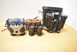 3 pairs of binoculars - Praktica Sport Zoom 8-30 x 21, Plus 8 x 40, a pair marked Redfern's