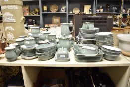A quantity of 20th-century Denby 'Regency Green' Stoneware, featuring a subtle natural green glaze