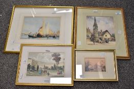 Charles Pettafor (British 1870-1900) watercolour 'On Lagoon, Venice', a river boat scene, signed