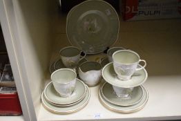 A 20th-century Susie Cooper fine bone china Magnolia pattern tea set, to include five sets of cups