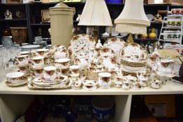 A large quantity of 20th-century Royal Albert bone china 'Country Rose', featuring a delicate rose