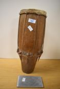 An early 20th-century Nigerian membranophone-single-headed wooden drum with presumed animal skin