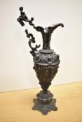 A 19th-century LSF Foundry cast metal decorative ewer, of ornate form with scrolled foliate and