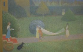 David Tindle RA (British 1932) Egg Tempera '1st Study - Family Parody' depicting childrens mock