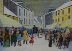 *local Interest* Ken Laidman, watercolour 'Winter Market, Ulverston' depicting the Cumbrian town