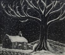 *Local Interest* After George Francis Reiss (British 1893 - 1973) Etching 'Christmas Snow', a quaint