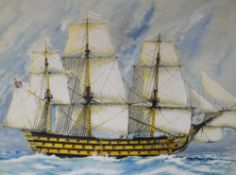 D Pollock (British Contemporary) Watercolour on paper, possibly a depiction of the royal naval