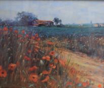 After John Mackie (Scottish 1953) Lithograph, depicting a continental poppy field, signature and