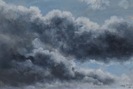 Meg Stevens (British 1931 - 2012) Gouache on paper, a study of the sky with storm clouds, signed and