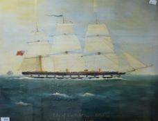An early 20th century oil on board 'City of Carlisle' launched 1853, built R Thompson, Sunderland,