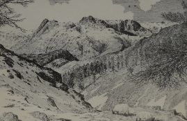 *Local Interest* After Alfred Wainwright (British 1907 - 1991) Lithograph 'Langdale Pikes, from