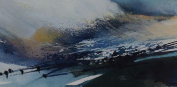 Debbie Loan (British 20th Century) Watercolour 'Cloud II', an abstract study of a moorland