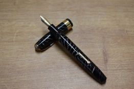 A Conway Stewart Executive 60 lever fill fountain pen in Black Cracked Ice with wide cap band having