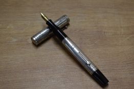 A Waterman 452 lever fill fountain pen with Sterling Silver Poppy overlay having Waterman Ideal