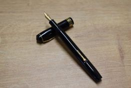 A Conway Stewart 388 lever fill fountain pen in Black with one broad and two narrow cap band