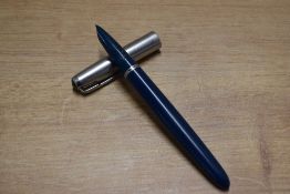 A Parker 51 aerometric fill fountain pen in Teal with lustreloy cap