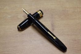 A Conway Stewart 27 lever fill fountain pen in Black Cracked Ice with wide cap band having Conway