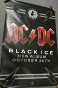 An AC/DC 'Black Ice ' 2008 promo poster measuring a huge 5ft by 125 cm - been kept rolled not folded