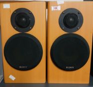 A pair of Sony Speakers SSB2ED - a nice pair of speakers in wooden cases with info sheet
