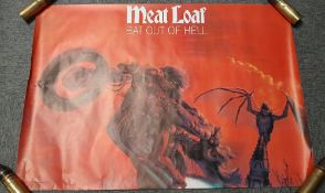 A Meat Loaf ' Bat out of Hell ' poster , possibly a promotional item - measuring 89 x 64 cm - a