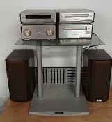 A Technics stack system in the form of seperates on a stylish Alphason stand - comes with speakers -