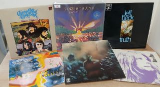 A six album lot with titles by Jeff Beck , The Moody Blues , John Mayall and more VG/VG+ in general