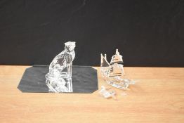Two Swarovski Crystal studies, Leopard and a Galleon, both complete with boxes, Galleon sold with