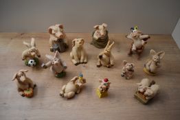 A group of thirteen David Corbridge Piggin' studies comprising 'Football' 1998 with original box, '