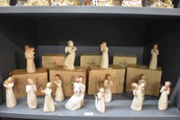 A group of fourteen Willow Tree figures and figurines including 'Grandmother', 'Bright', 'Angel of