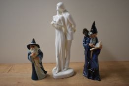 Three Royal Doulton bone china figures comprising 'Gandalf' HN 2911, 'The Wizard' HN 2877 and Images