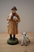 A Royal Doulton bone china figure 'Lambing Time' HN 1890 sold together with a Beswick Pottery Lamb