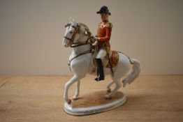 A Vienna Augarten porcelain model of a Lipezzaner horse and rider titled 'Pirouette - Spanische