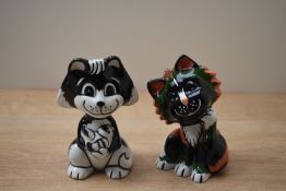 A Lorna Bailey Art-Deco style cat study 'Dozer' sold together with another Lorna Bailey Art-Deco