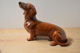 A large Beswick Pottery fireside 'Daschund' study, model number 2286 designed by Albert Hallam in