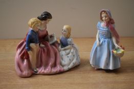 Two Royal Doultn bone china figurines 'Wendy' HN 2109 and 'The Bedtime Story' HN 2059.
