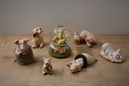 Six David Corbridge Piggin' studies comprising 'Piggin' Smelly', 'Piggin' Good Luck', 'Piggin' A