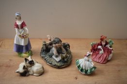 A group of three Royal Doulton bone china figurines 'Dawn' HN 3258, 'Sunday Best' HN 3218 and '