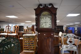 A 19th Century mahogany long cased clock having eight day movement with painted Roman numeral dial