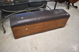An early 20th Century box seat , width approx. 127cm