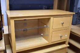 A modern Corndell Nimbus range light oak finish TV cabinet
