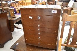 A vintage sapele specimen or work chest, dimensions approx 40 x 23 x 33cm
