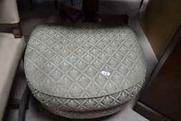 A modern upholstered footstool, labelled to underside, Lincoln House Home Furnishings, width approx.