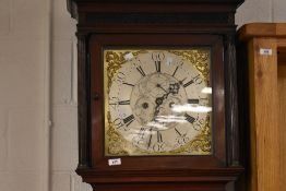 A 19th Century mahogany long case clock having 30 hour movement with brass and silvered Roman hour