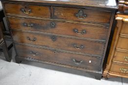 A 19th Century mahogany chest of two over three drawers , possibly later handles not all