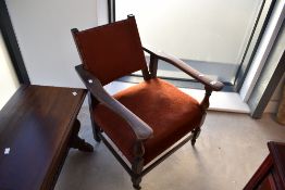 An early 20th Century oak framed 'recliner' chair