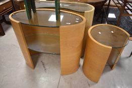 A modern design, Tom Schneider, swirl console table, in natural finish, width approx. 93cm. A modern