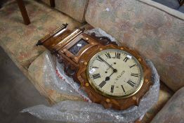 A Victorian walnut and inlay wall clock, the Roman numeral dial named for Softly, Louth, height